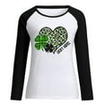 thumbnail image 4 of Ecqkame St. Patricks Day Women Tops Fashion Women's Spring Patchwork St. Patrick's Day Printed Long Sleeves Round Neck Casual Tee Tops Black, 4 of 5