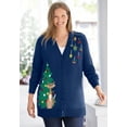 thumbnail image 3 of Woman Within Plus Size Holiday Motif Cardigan Sweater, 3 of 4