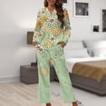 thumbnail image 6 of Kuiaobaty Daisy Flower Print Pajamas Women's Long Sleeve Sleepwear Soft Button Down Loungewear Pjs Set, L, 6 of 7