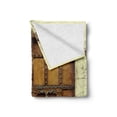 thumbnail image 2 of Retro Soft Flannel Fleece Throw Blanket, Rustic Door Design Vintage Composition Architecture Elements, Cozy Plush for Indoor and Outdoor Use, 70" x 90", Cream Pale Brown, by Ambesonne, 2 of 6