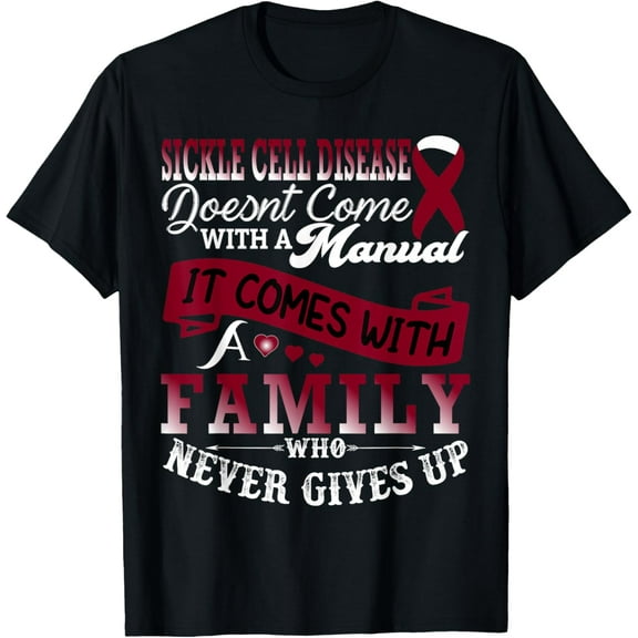 Sickle Cell Disease Awareness Family Support Burgundy Ribbon T-Shirt
