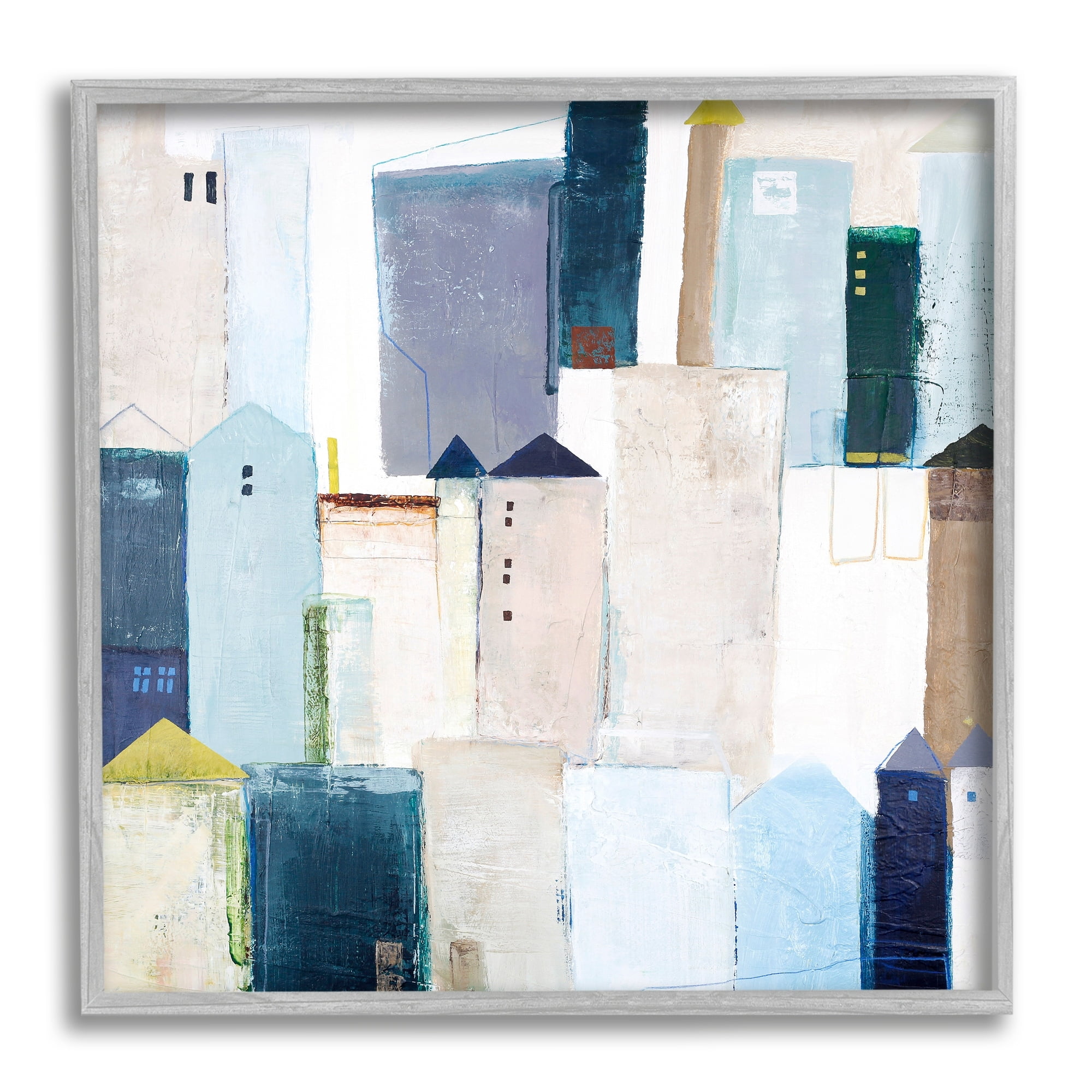 Stupell Industries Urban City Street Abstract Landscape Painting Blue Beige, 17 x 17, Design by Design Fabrikken