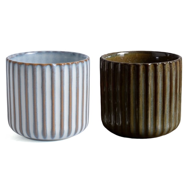 Taza de té de cerámica, porcelana, moteada, arcilla Simple, hecha a mano, a rayas, 2 uds.