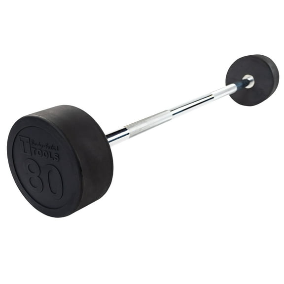 Body Solid Tools - SBB80 Rubber Coated Fixed Straight Barbell, 80lb