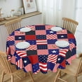 thumbnail image 3 of American Flag Patchwork Round Tablecloths 60 Inch Vertical Blue Red Striped Table Cloth Wipeable Table Cover Protector Stars and Stripes Table Covers for Party, Picnic, Dinning, Weddings, 3 of 6