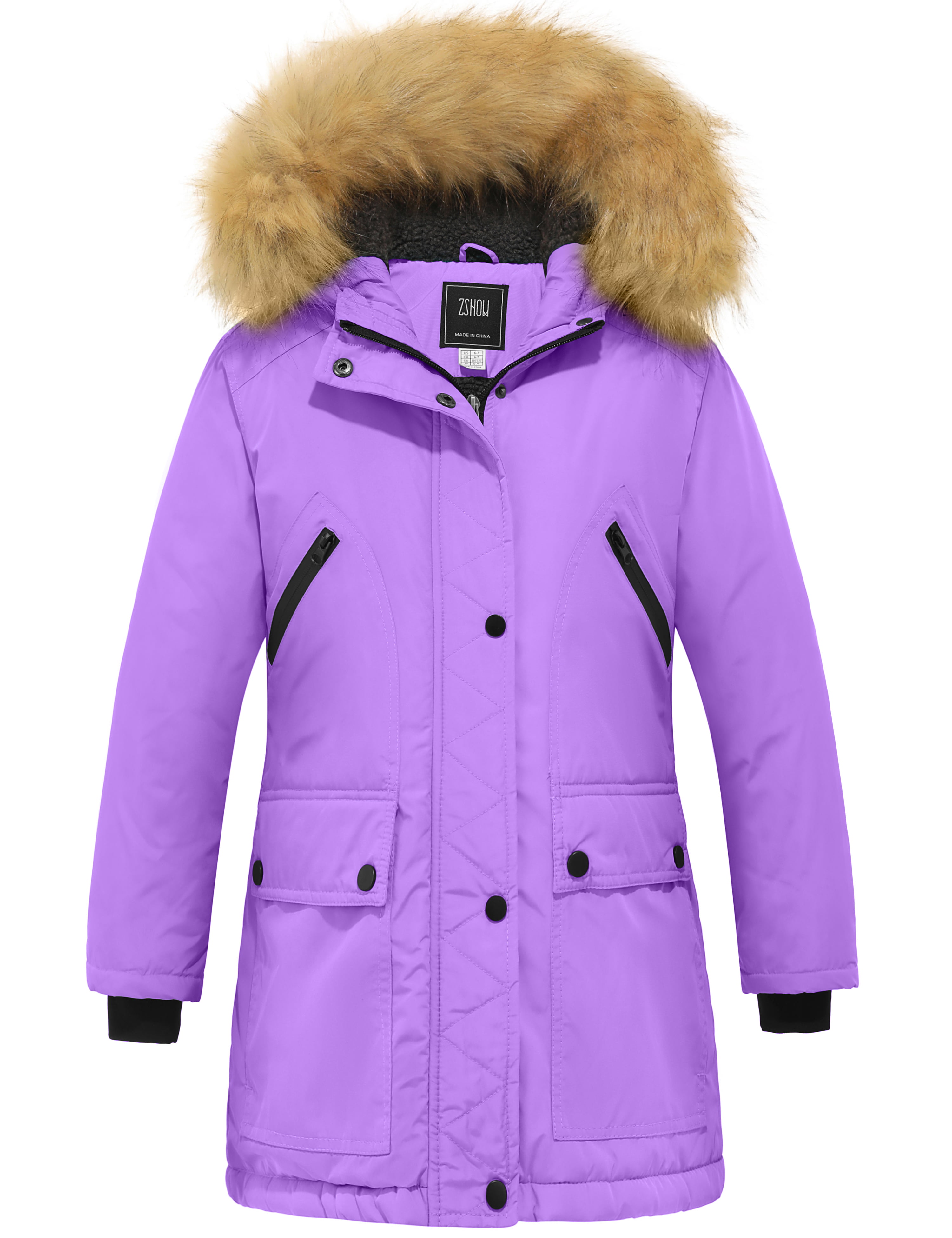 ZSHOW Girls' Water Resistant Winter Coat Long Parka Lightweight Puffer  Jacket(Light Purple, 14/16) - Walmart.com