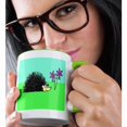 thumbnail image 2 of 3dRose, Hedgehog and Purple Flowers, 11oz Two-Tone Green Mug, 2 of 7