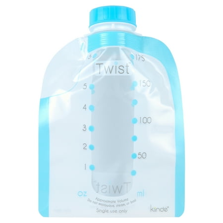 Kiinde Twist Pouch Direct-Pump Direct-Feed Twist Cap Breast Milk Storage Bags for Pumping, Freezing, Heating and Feeding, Pre-Sterilized, 6 Ounce, pack of 40