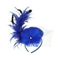 thumbnail image 2 of MSJUHEG Tea Party Hats,Feather Hair Clip,Feather Headpiece,Church Hats,Fascinators Hats,Fascinator Wedding Hat Feather Flower Pillbox Hat Tea Headband Clips Blue One Size, 2 of 4