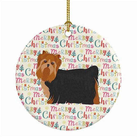 Yorkshire Terrier #2 Merry Christmas Ceramic Ornament 2.8 in x 2.8 in