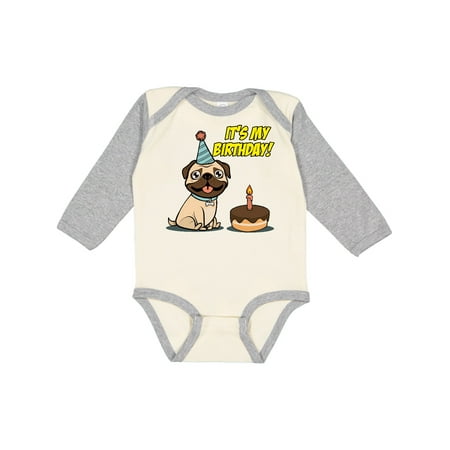 

Inktastic It s My Birthday Pug Gift Baby Boy or Baby Girl Long Sleeve Bodysuit