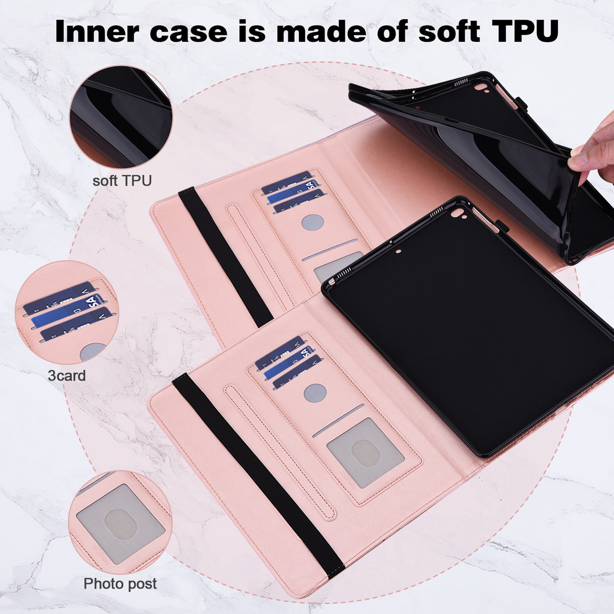 Allytech iPad 10th Gen Case, iPad 10.9" 2022 Case, PU Leather Butterfly Embossed Shockproof Auto Sleep Wake Pencil Holder Kickstand Elastic Band Protective Case Cover for Apple iPad 10th Gen 10.9"
