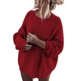 thumbnail image 2 of Pullover Sweaters for Women 2025 Long Sleeve Crewneck Loose Plus Size Plain Ribbed Knit Sweater Tops Fall Winter Outfits, 2 of 6