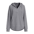 thumbnail image 4 of CAIVO Women Hoodies Oversized Long Sleeve Hoodied Sweatshirt Quarter Zip Up Hoodies Pullover Curved Lightweight Oversized Fashion Fall Win Solid Color Athletic Tops, 4 of 5