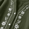 thumbnail image 4 of IPYUI Womens Summer Gauze Tops Retro Embroidered Blouse Elbow Sleeve Peasant Blouses Pullover Basic Tees Gauze Shirts V Neck Tops Three Quarter Sleeve Tops Button Down Shirts Linen Clothes, 4 of 9