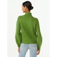thumbnail image 3 of Scoop Women's Ribbed Oversized Turtleneck Sweater with Long Sleeves, Sizes XS-XXL, 3 of 5