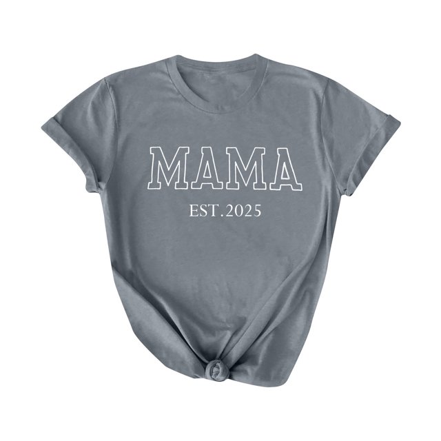 Camiseta Penkiiy para mamá Mamá Vida de mujer Tees gráficas Casual Cute Mother's Day Tops para mamá S Gray