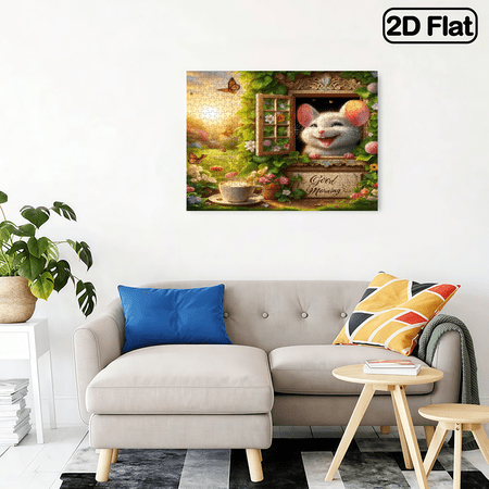 500-piece horizontal paper jigsaw puzzle - Warm Morning Awakening Mouse, size 20.5*15 inches.