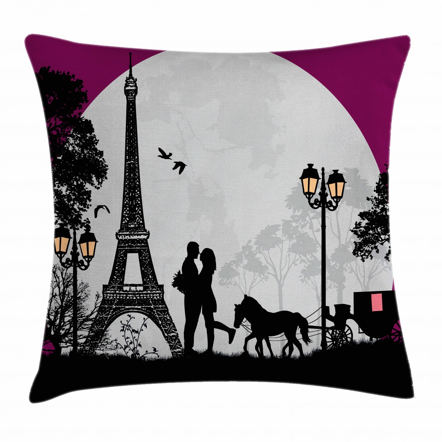 Paris Proposal Black and White Polyester Throw Pillow