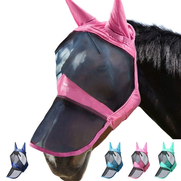 Harrison Howard CareMaster Pro Luminous Horse Fly Mask Long Nose with
