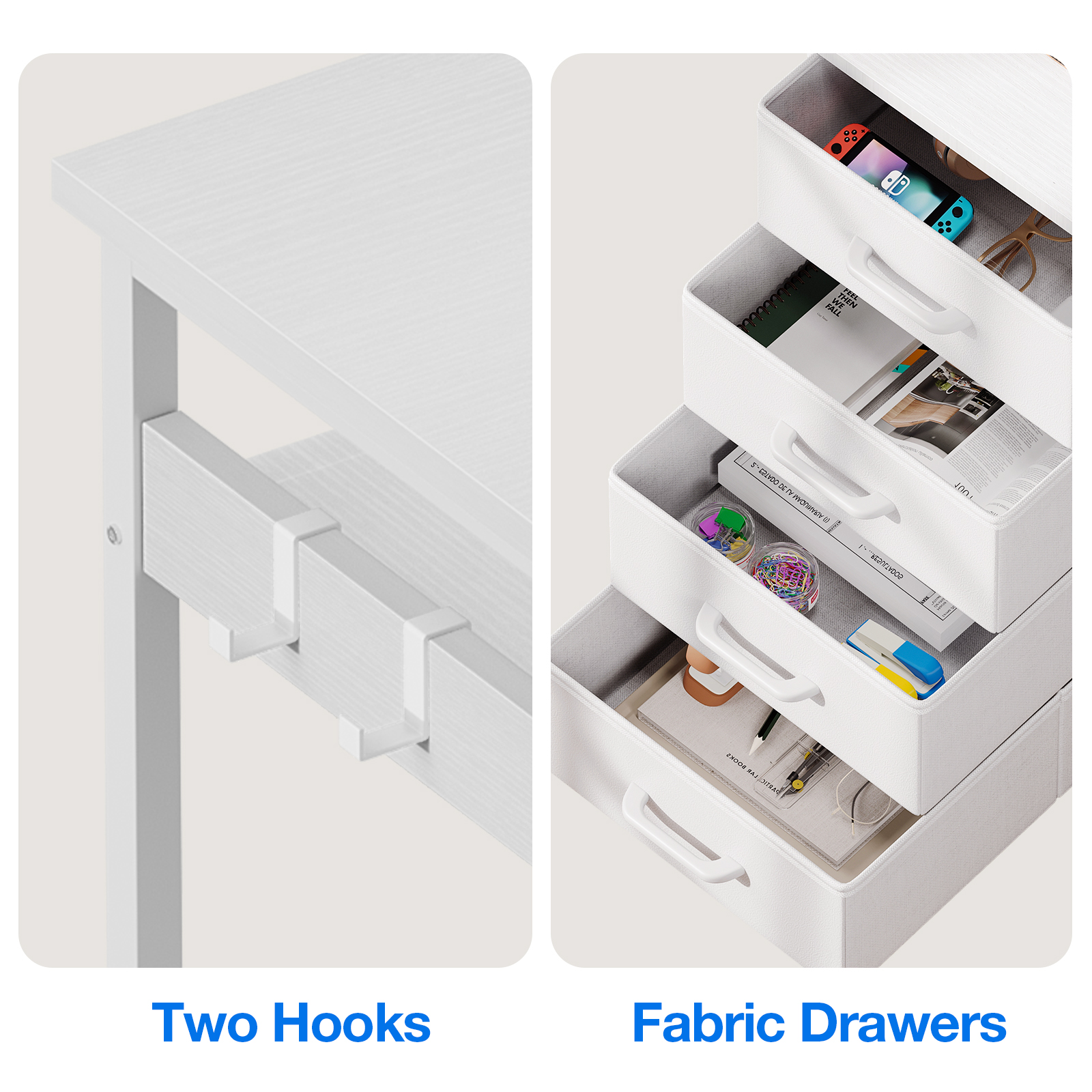 Casacomoda Reversible L-Shaped Desk With Charging Station, White photo 4