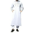 thumbnail image 2 of hopeusnice Men's White Muslim Jubba Thobe Long Sleeve Hood Kaftan Long Robe Islam Clothing White XL, 2 of 3