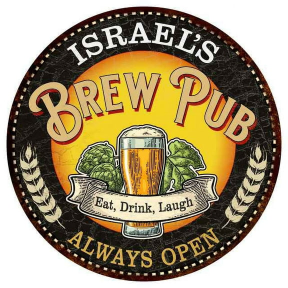 ISRAEL'S Beer Pub Man Cave Metal Sign Home Decor 14 inch Round 100140025296