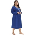thumbnail image 6 of WBQ Women's Oversized Nightdress Plus Size Nursing Nightgown Long Sleeve V Neck Breastfeeding Nightshirt Sleepwear Soft Pleated Sleepshirt Lounge Dress, XL-4XL, 6 of 6
