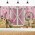 thumbnail image 6 of Western Cowgirl Banner Cowgirl Party Decoration Backdrop Pink Western Rustic Wooden House Barn Photography Background for Birthday Baby Shower Photo Booth Western Party Supplies, 6 of 9