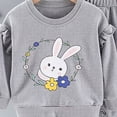 thumbnail image 6 of enyan Little Girls Fall Winter Outfit Size 1-8T Cotton Cute Print Long Sleeve Top and Pant Toddler Girl Clothes(Grey,9-12 Months), 6 of 6