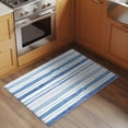 thumbnail image 3 of Blue Stripes Washable Small Entryway Area Rugs 2'x3', Abstract Watercolor Gradient Blue White Stripes Low Pile Throw Rug Non-Slip Sturdy Edge Binding Carpet for Front Door Floor Room Entry, 3 of 9