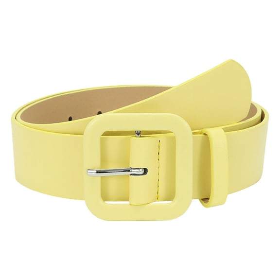 Huanledash Women Belt Solid Color Thick Anti-break Adjustable Smooth Waist Decoration Wide Band Faux Leather Waist Belt Clothes Accessory