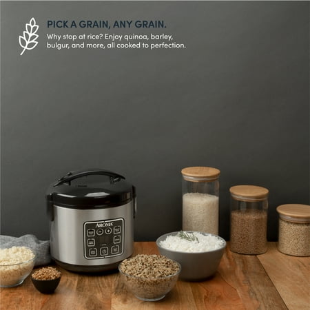 Aroma 8-Cup (Cooked) Rice & Grain Cooker, Steamer, New Bonded Granited Coating