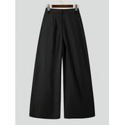 INCERUN Mens Wide Leg Pants High Waist Casual Baggy Trousers