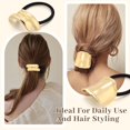 thumbnail image 4 of 3PCS Gold Metal Hair Ties for Thick Hair, Elegant Durable Geometric Design, Hair Accessories Stretchy Ponytail Cuff Holders, 3 Styles for Holiday Gifts, 4 of 7