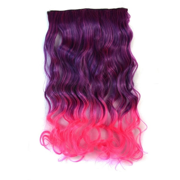 Fiudx Extensión de Cabello con Clip de Colores, Peluca de Fibra Resistente Al Calor, Fácil de Colocar y Quitar, Postizo Largo y Rizado, Accesorio de Moda para Mujer, Diseño Degradado, Versatilidad de