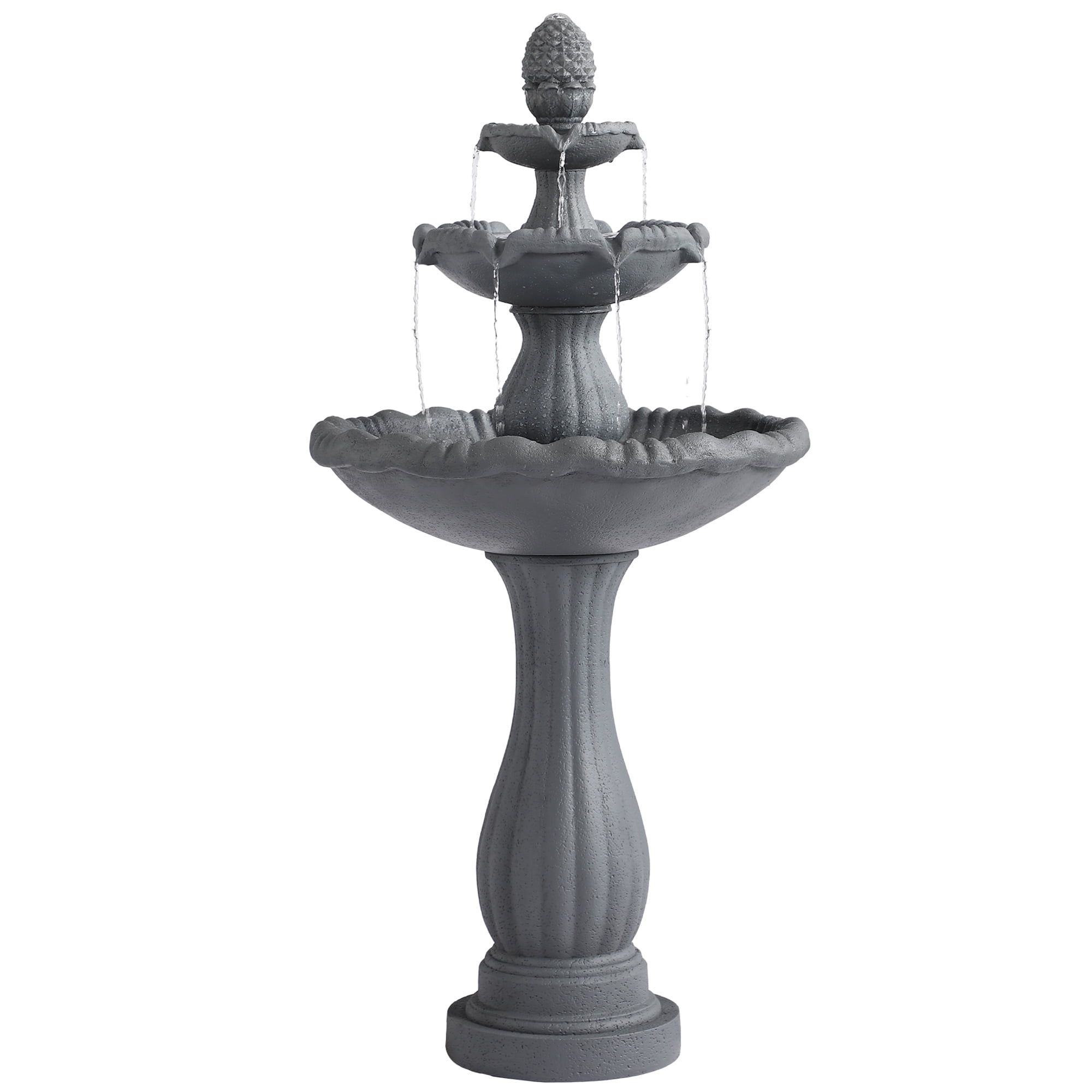 Magic Union Garden Water Fountain Outdoor, 47.3" High Large Roman Italian Indoor Waterfalls, 3-Tier Standing Water Feature Fountains w/Pump & Pineapple Top for Outside Patio, Yard and Lawn