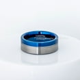 thumbnail image 4 of 2-Tone Pipe Cut Tungsten Ring - 8mm Brushed Finish Blue IP Comfort Fit Tungsten Carbide Anniversary Ring, 4 of 5