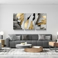 thumbnail image 4 of 3 Piece Abstract Wall Art Grey and Yellow Paintings Minimalist Wall Decor Graffiti Poster Modern Artwork Picture HD Canvas Print,Framed for Living Room Bedroom Bathroom, 12"x16"x3 Panels, 4 of 7