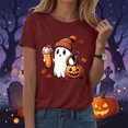 thumbnail image 6 of TOWED22 Halloween Teacher Shirts for Women Cute Pumpkin Ghost with Coffee Graphic T-Shirt Casual Fall Teacher Tee Tops(Wine,S), 6 of 7