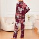 thumbnail image 4 of Puntoco Conjunto de pijama cómodo para mujer, conjunto de pijama informal de moda con bolsillos estampados, manga larga, cintura elástica, pantalones, 4 of 4