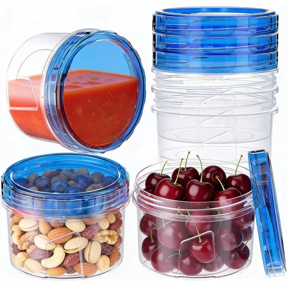 Ngardk Freezer Storage  Containers with Lids, Plastic Containers for Food, Freezer Containers, Soup Container, 16oz, Pack of 6, Clear