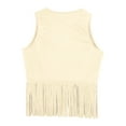thumbnail image 4 of Ocealan Kids Western Vest Sleeveless Open Front Riveted Tasseled Waistcoat Cowboy Cowgirl Outerwear Beige Apricot 10, 4 of 6