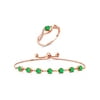 Gem Stone King 3.41 Ct Round Green Nano Emerald 18K Rose Gold Plated Silver Ring Bracelet Set