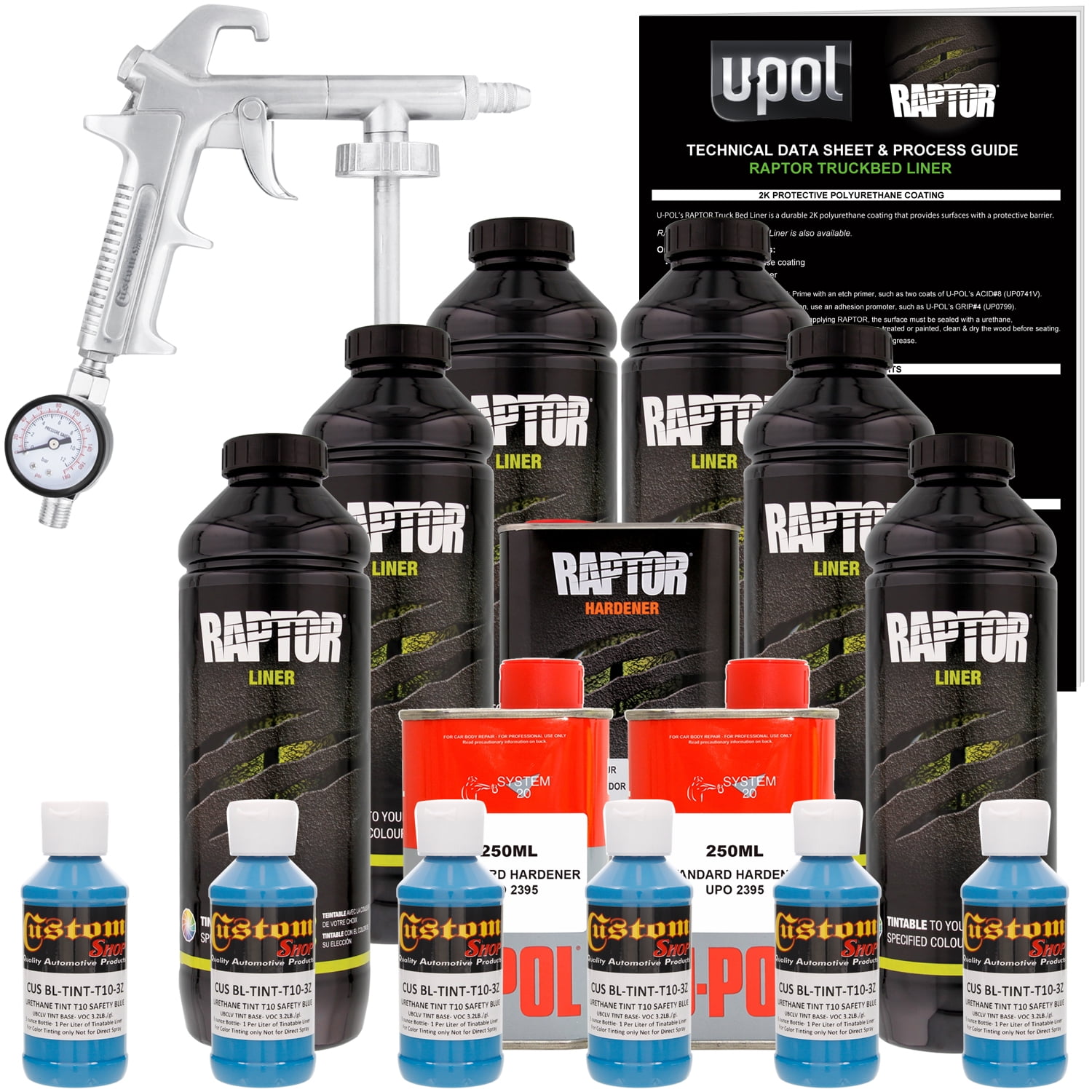 Raptor Safety Blue Urethane SprayOn Truck Bed Liner Spray Gun,6 Liters