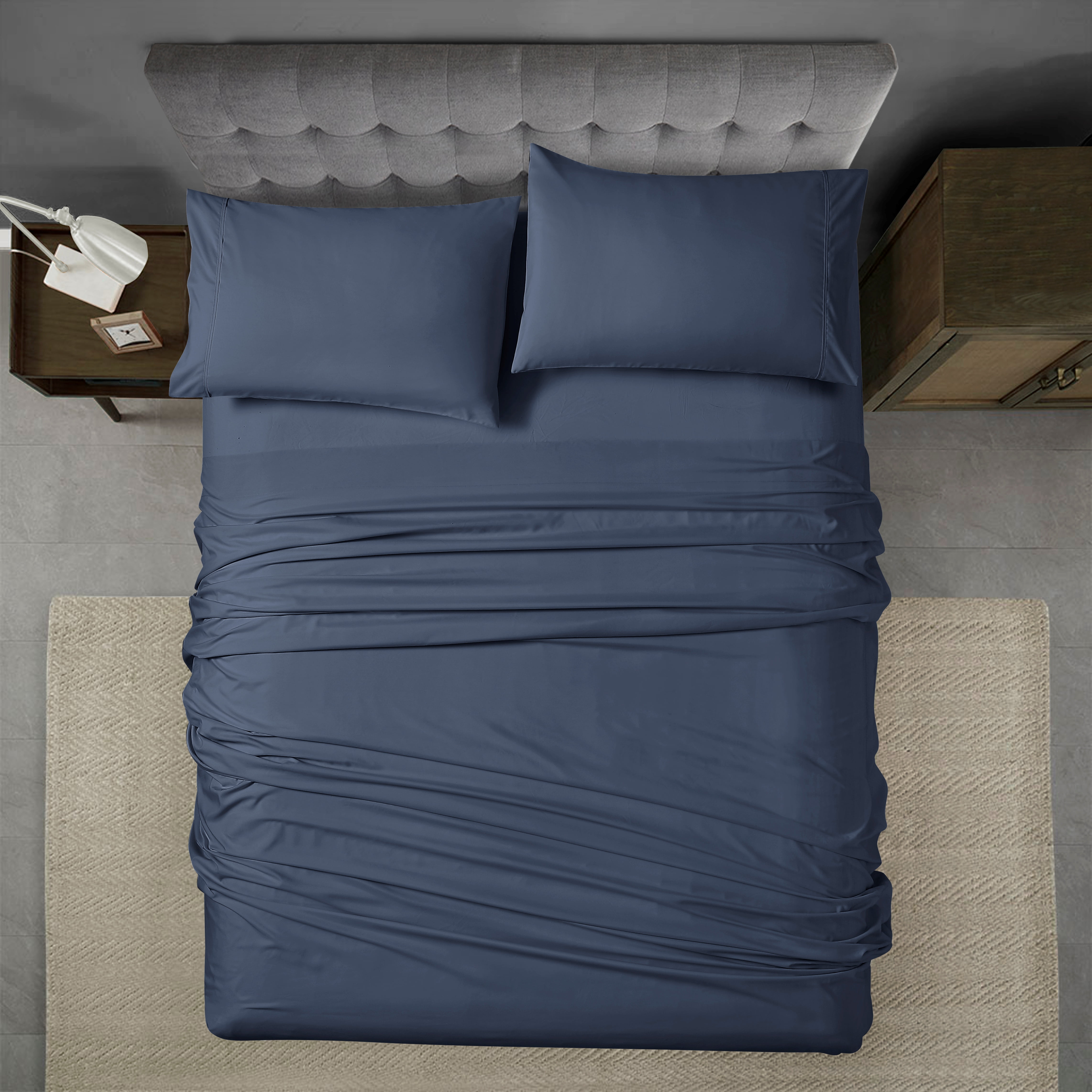 Swift Home Basic 4-Piece Double Size Sheet Set, Ultra Soft, Deep Pocket, Easy Care Bedding Set, Navy