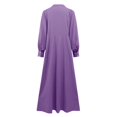 thumbnail image 5 of Robe Longue Décontractée pour Femmes Robe de Couleur Unie Bouton V Cou Robe Élégante à Manches Longues Robe Swing Grande Mode, 5 of 5