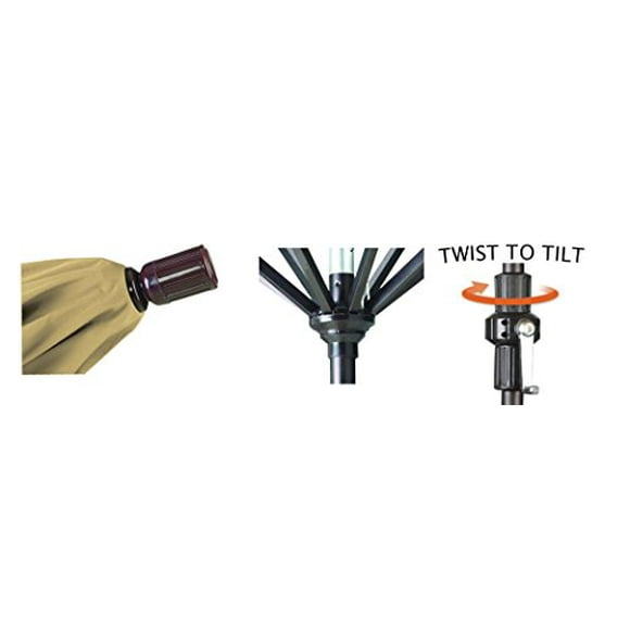 11' Aluminum Market Umbrella Collar Tilt DV Matted Black/Sunbrella/Black