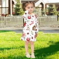 thumbnail image 5 of Girls' long-sleeved dress Cake Guava Candy Cane Girls' A-line dress with ribbed cuffs Soft and comfortable, 5 of 6