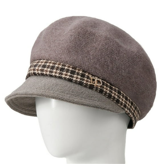 Lnzyyephy Women Fashion Knitted Newsboy Hats Houndstooth Print Warm Painter Visor Beret Classic Retro Cabbie Hat for Daily Travel
